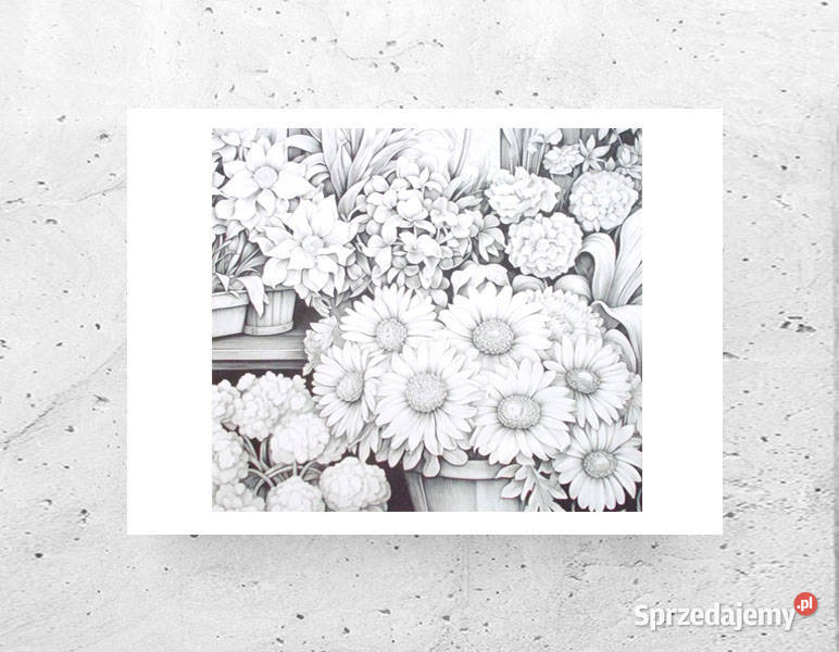 biało czarny plakat z kwiatkami Wyposażenie wnętrz warmińsko-mazurskie Olsztyn