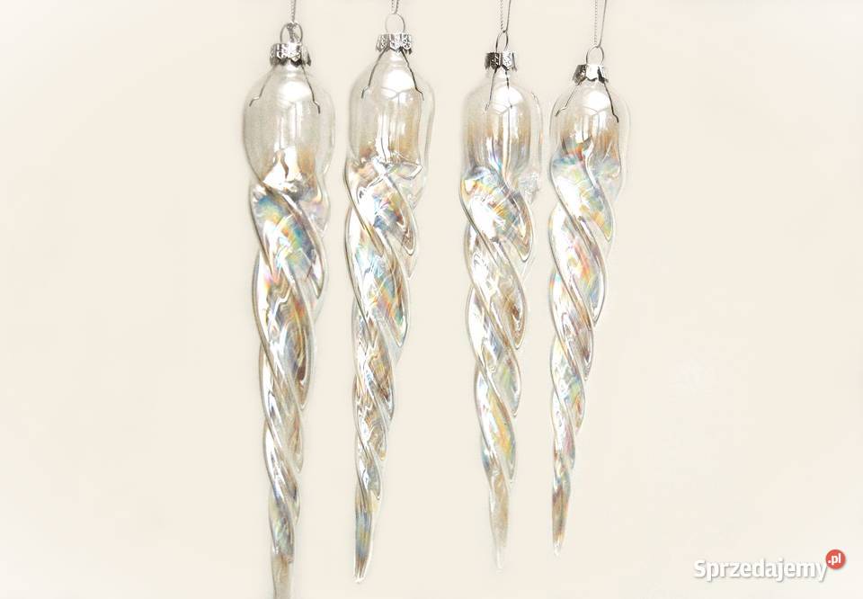 Bombki szklane tradycyjne duże sople iryzowane Boże Narodzenie lubelskie Lublin