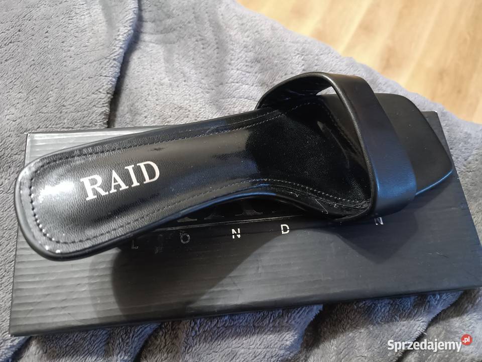 Czarne klapki na obcasie RAID London pudełko Katowice sprzedam