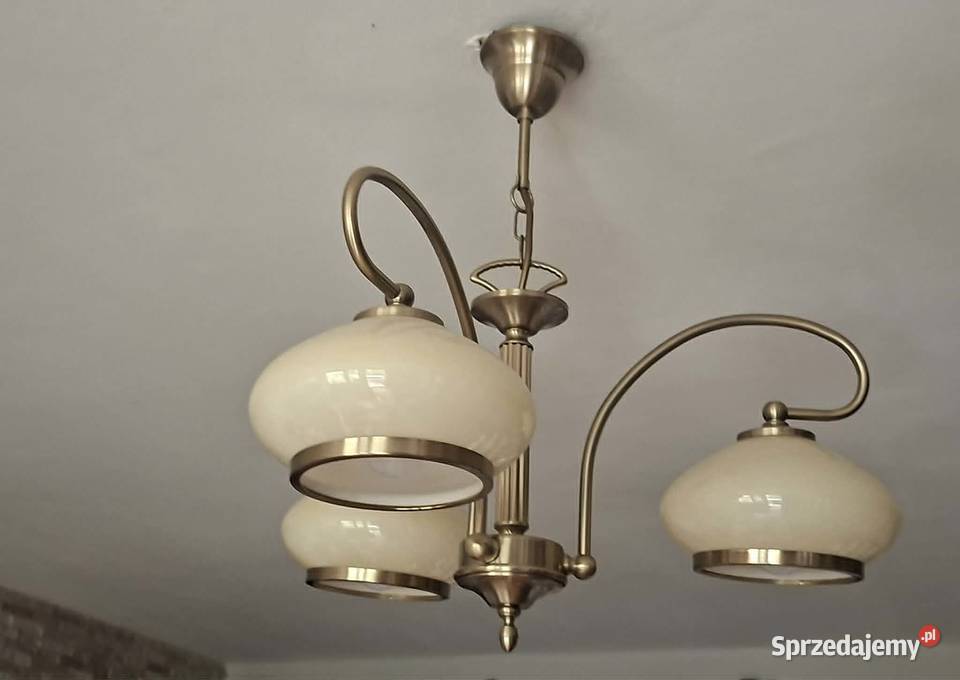 Żyrandol złoty patyna 3 klosze lampa Kraków