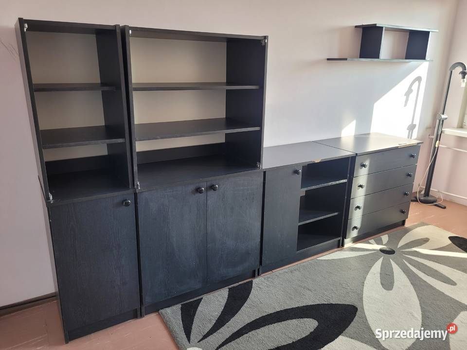 Zestaw czarnych grafitowych mebli szafki komoda Płock