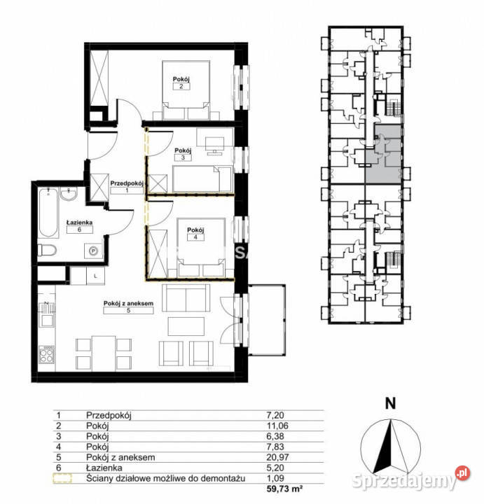 Mieszkanie Kraków Osiedle Złocień 5973m2 4 pok Liczba pokoi 4