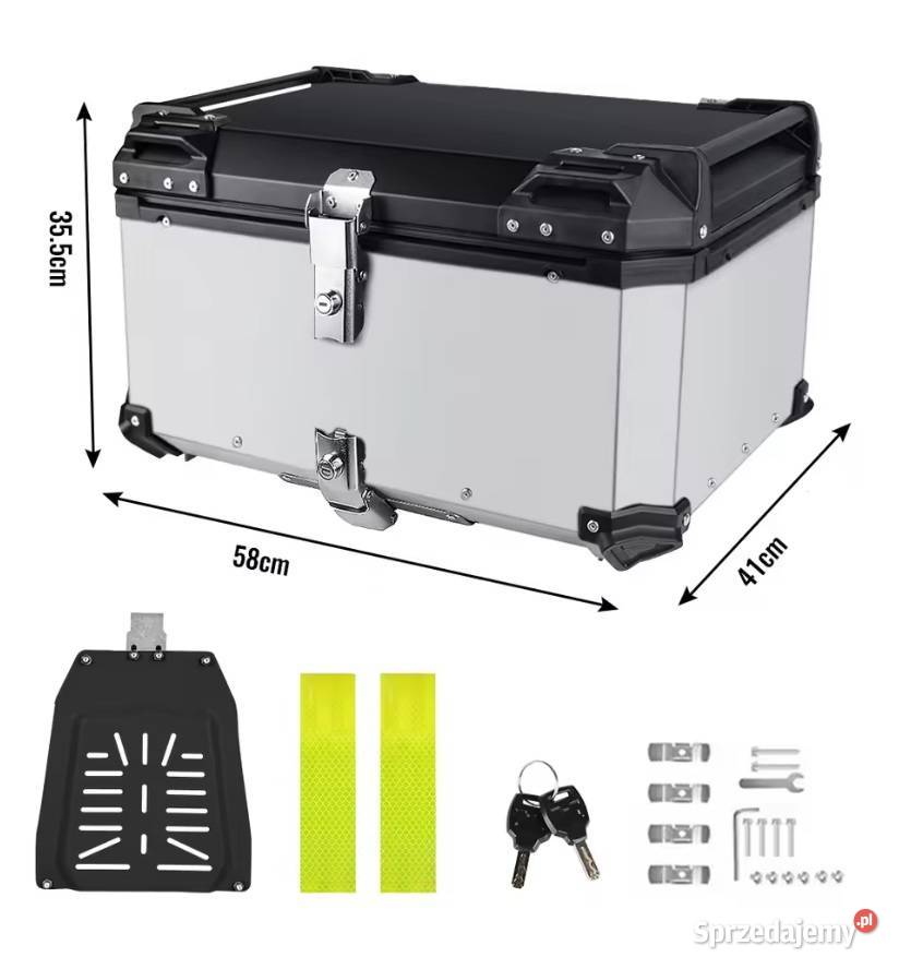 Kufer Centralny Motocyklowy ALUMINIOWY 65L Srebrny