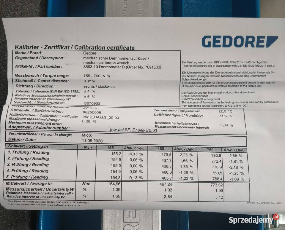 Klucz dynamometryczny Gedore 856310 7691500 34 lubelskie Krasnystaw