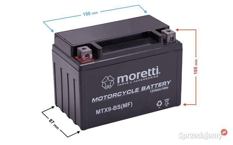 Akumulator Motocyklowy Moretti MTX9BS 8Ah 130A L Częstochowa