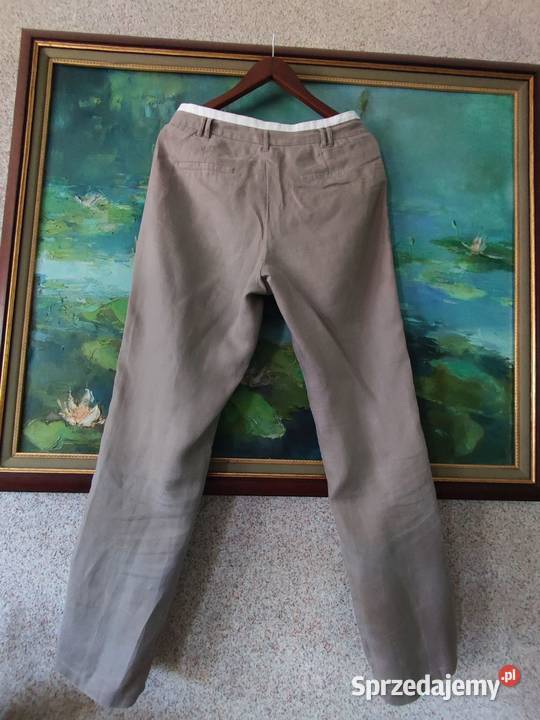 eleganckie wyjściowe letnie spodnie lniane Spodnie