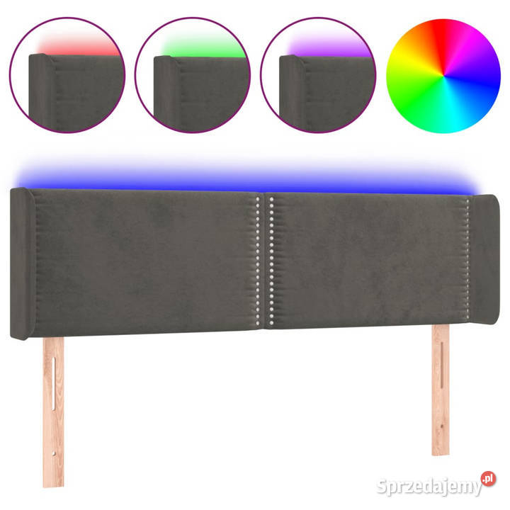 Zagłówek do łóżka z LED ciemnoszary 147x16x7888 Ramy i stelaże mazowieckie