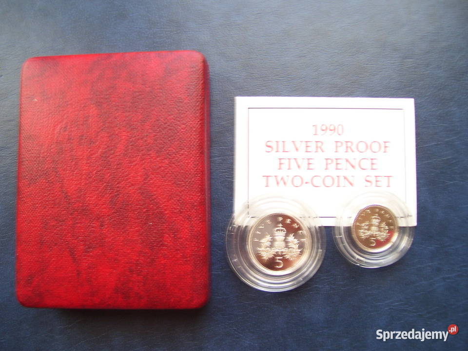 Stare monety 5 pens 1990 2monety Anglia stan Lesko