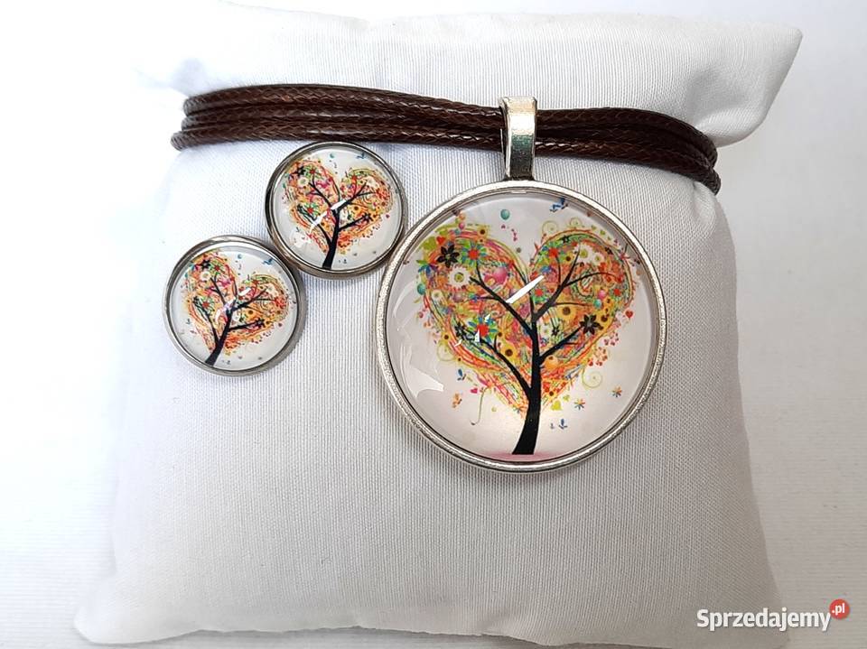 Zestaw grafika pod szkłem wisiorek kolczyki łódzkie Łódź sprzedam