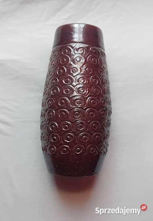 Ceramiczny szkliwiony wazon kamionka zdobiona wielkopolskie Koźminek