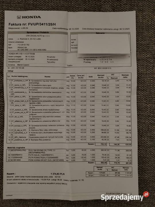 Honda Hrv hybrid 2025r Zamość