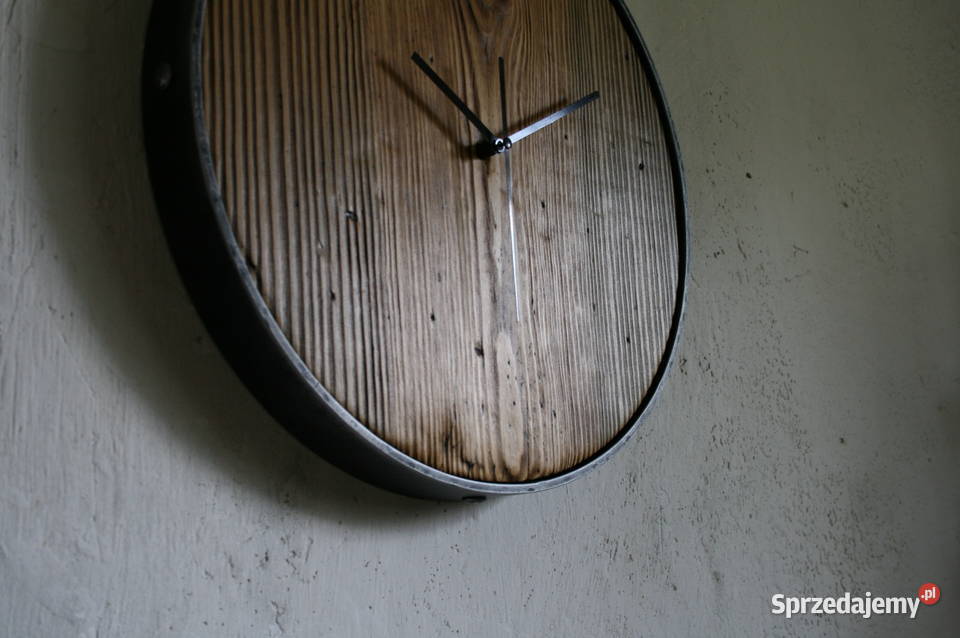 Zegar ścienny rustykalny loft drewno stal podkarpackie Mielec