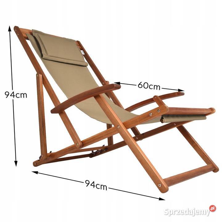 Leżak ogrodowy jasne drewno akacjowe plażowy