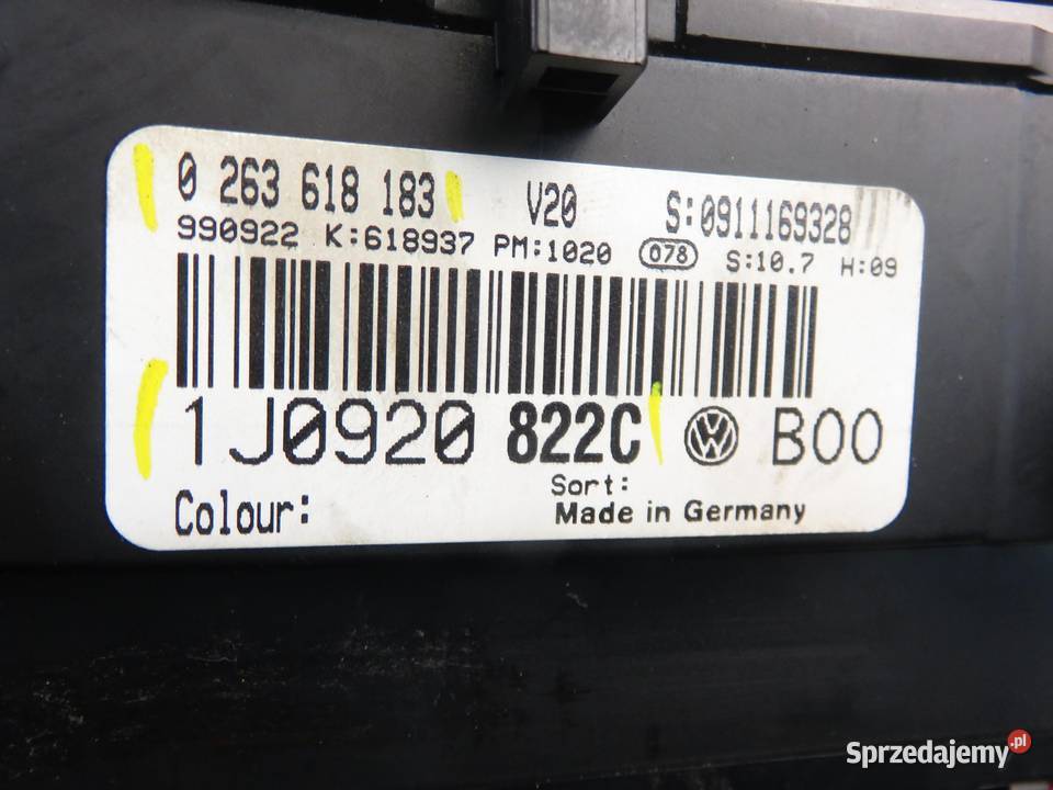 LICZNIK VW GOLF IV 19 TDI 1J0920822C 1035100002