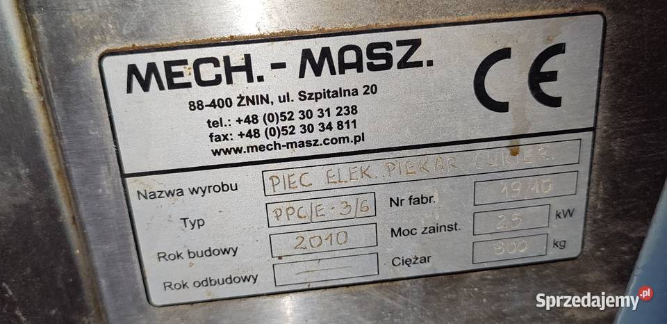 Piec elektryczny piekarniczo cukierniczy