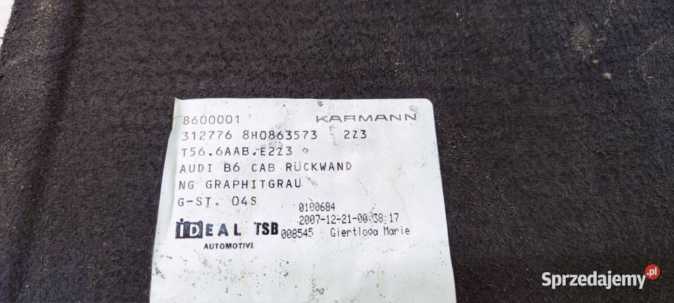 TAPICERKA BAGAŻNIKA AUDI A4 B6 B7 8H0863573 śląskie sprzedam
