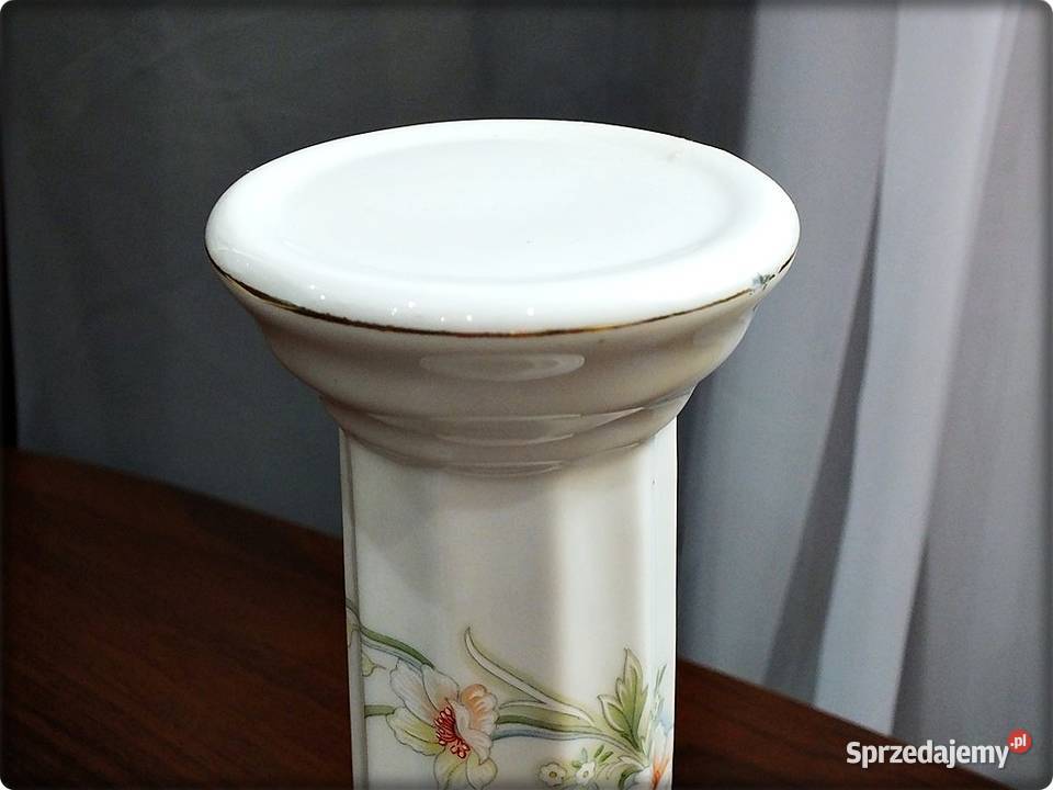 Stary Kolumnowy Świecznik wzór w kwiaty złocenia Żary sprzedam