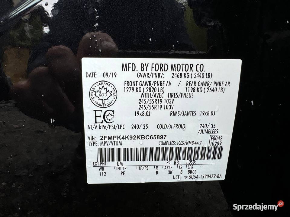 FORD EDGE TITANIUM Benzyna Doinwestowany pomorskie