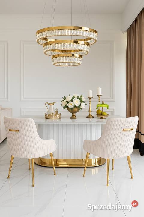 Stół ROYAL Glamour Złoty Biały Designerski Warszawa