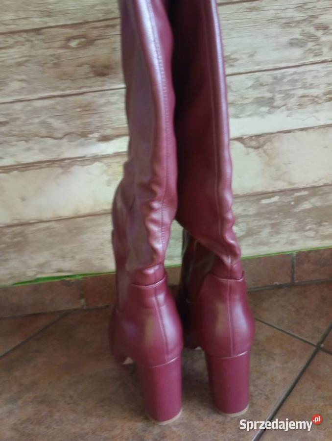 Kozaki damskie bordowe słupek Jenny Fairy Szczecin