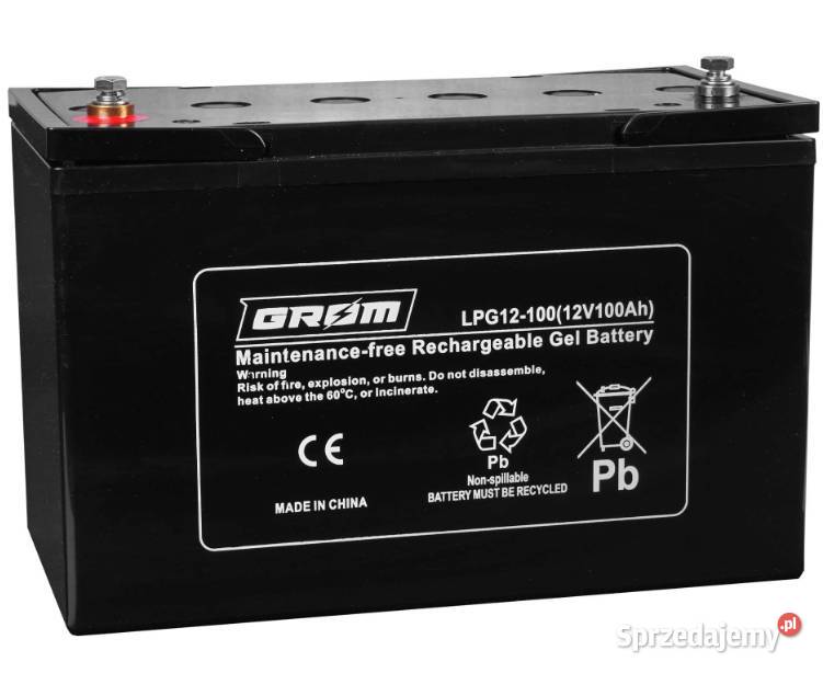 Akumulator żelowy 12V 100Ah GROM LPG12100