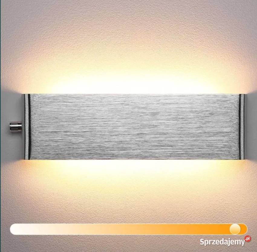 Nowa lampa LED ścienna kinkiet srebrna ze Poraj