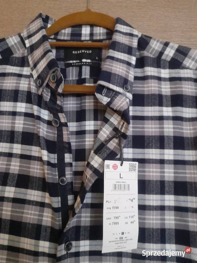 Nowa koszula męska szara krata L Reserved Odzież codzienna Przemyśl