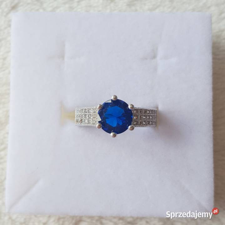 Nowy pierścionek srebrny kolor niebieska Szczecin