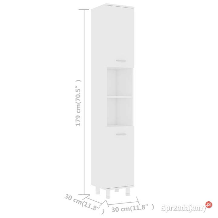 Szafka łazienkowa biała 30x30x179 materiał
