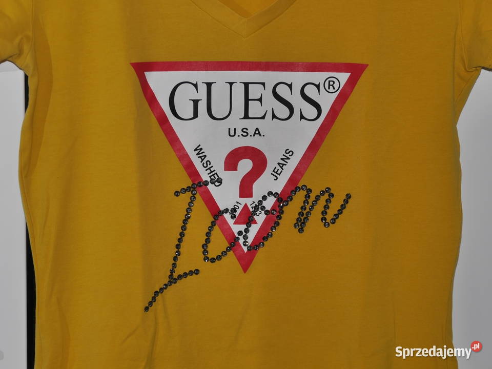 Guess musztardowa bluzeczka cekiny 36 S Bluzki i koszule Wrocław