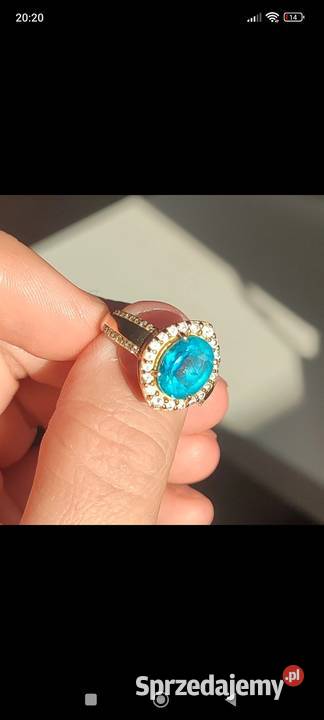 Duży pierścionek kamień szlachetny Topaz blue Tarnowskie Góry