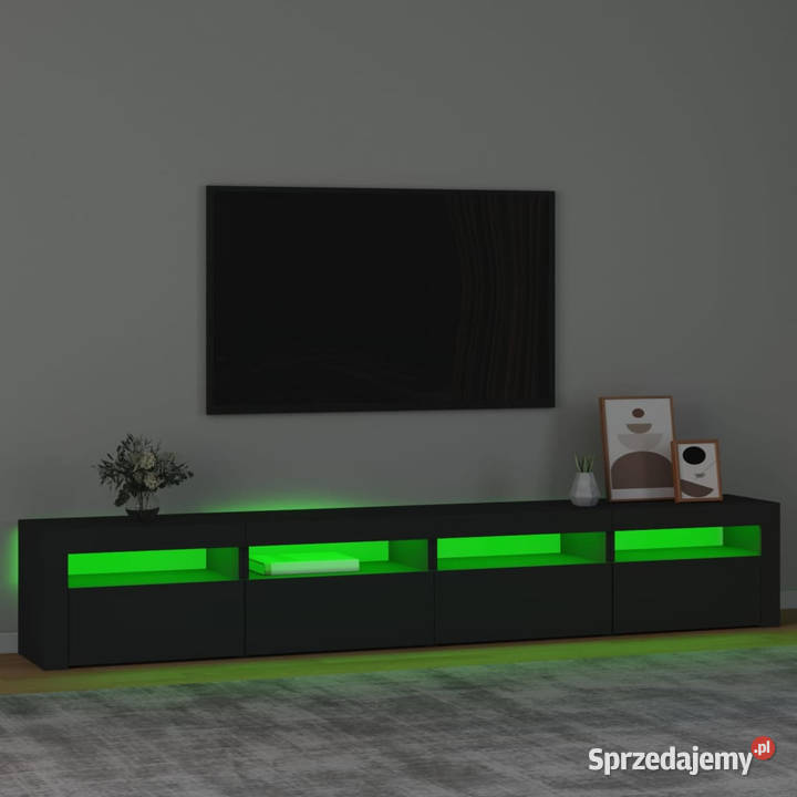 Szafka pod TV z oświetleniem LED czarna mazowieckie Warszawa sprzedam