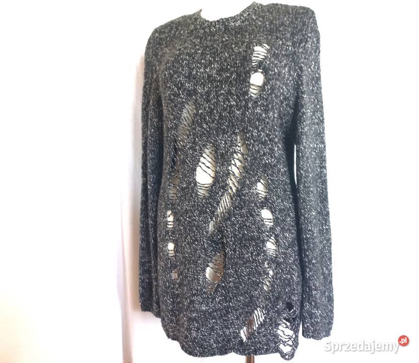 Sweter Z ROZDARCIAMI Damski czarny r 40 Bershka czarny podlaskie