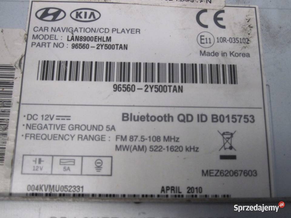 HYUNDAI ix35 I 11r radio CD 965602Y500 osobowe Kielce