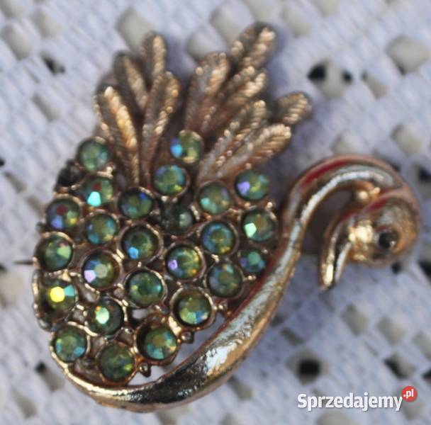 Stara angielska broszka w kształcie łabędzia Ochojno