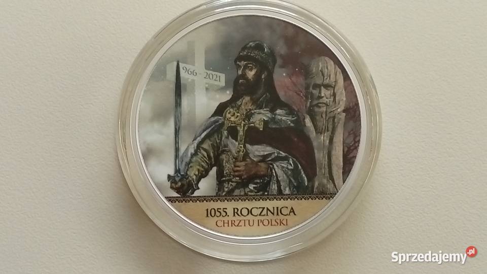 Srebrny numizmat 1055 rocznica chrztu Polski Numizmatyka sprzedam