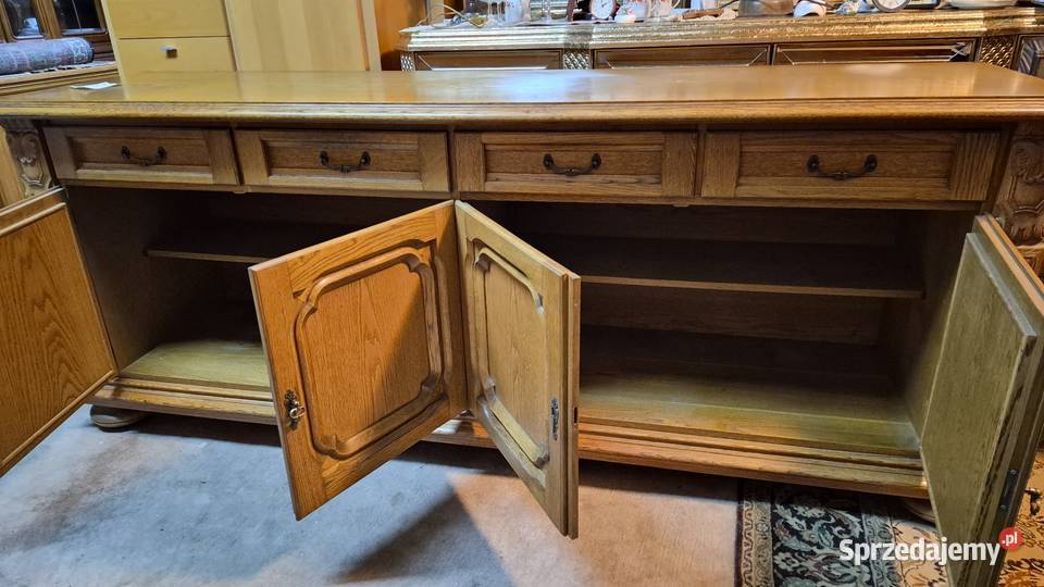 Duża komoda dębowa rzeźbiona dąb rustykalny 226cm Komody sprzedam