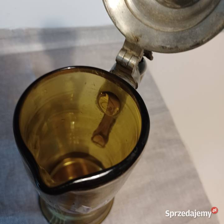 Secesyjny szklany dzban do wina z końca19 w Kolekcje Wrocław