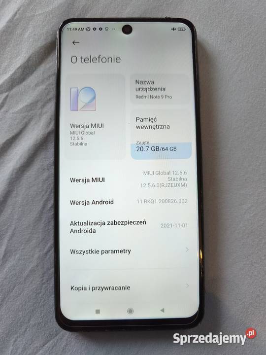 Redmi note 9 pro 6 64 uszkodzone plecy Lublin