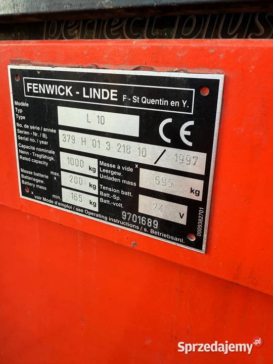 wózek paletowy LINDE L10 podnoszenie 290m maszt Działoszyn sprzedam