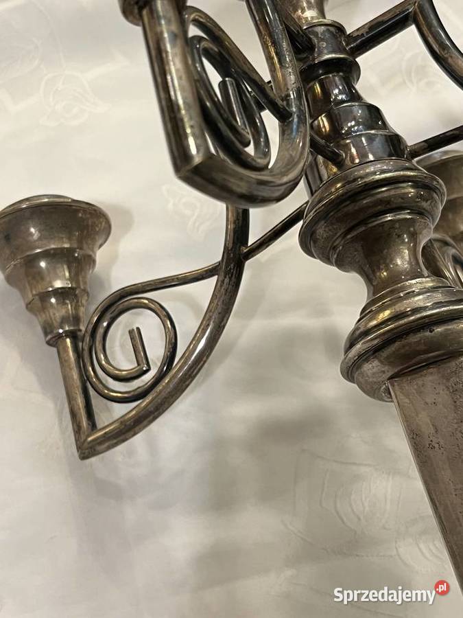 Świecznik Kandelabr z krakowskiego srebra Kraków