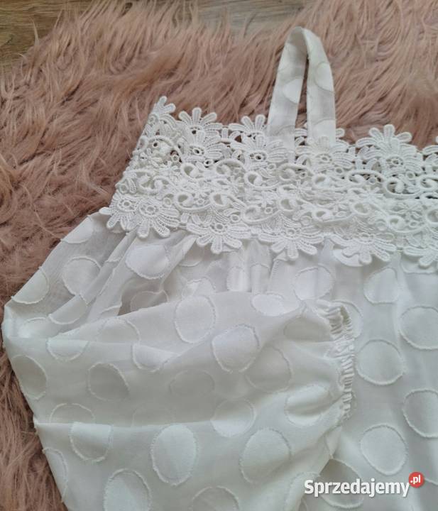 Piękna elegancka biała bluzka z rękawem 34 Bluzki i koszule