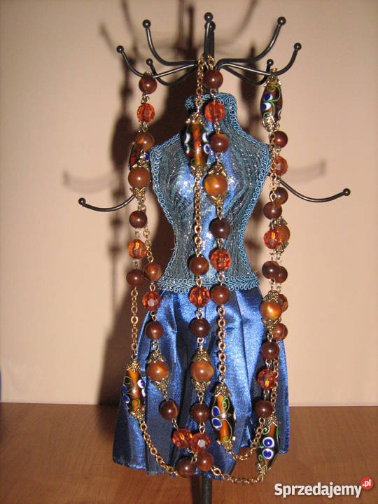 Długi naszyjnik brązowy z koralików wielkopolskie Słupca sprzedam