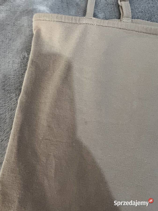 Top crop top na szelkach ramiączkach beżowy HIT podkarpackie Jasło