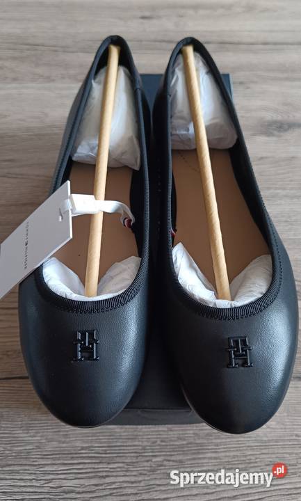 Skórzane baleriny Tommy Hilfiger czarny Siemianowice Śląskie