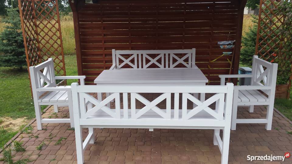 Meble tarasowe białe retro styl Wołów