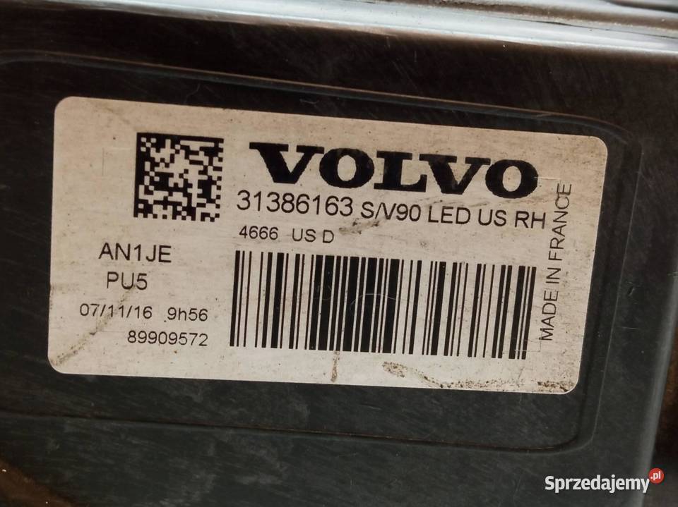 LAMPA PRZÓD PRAWA FULL LED USA 31386163 Volvo Motoryzacja