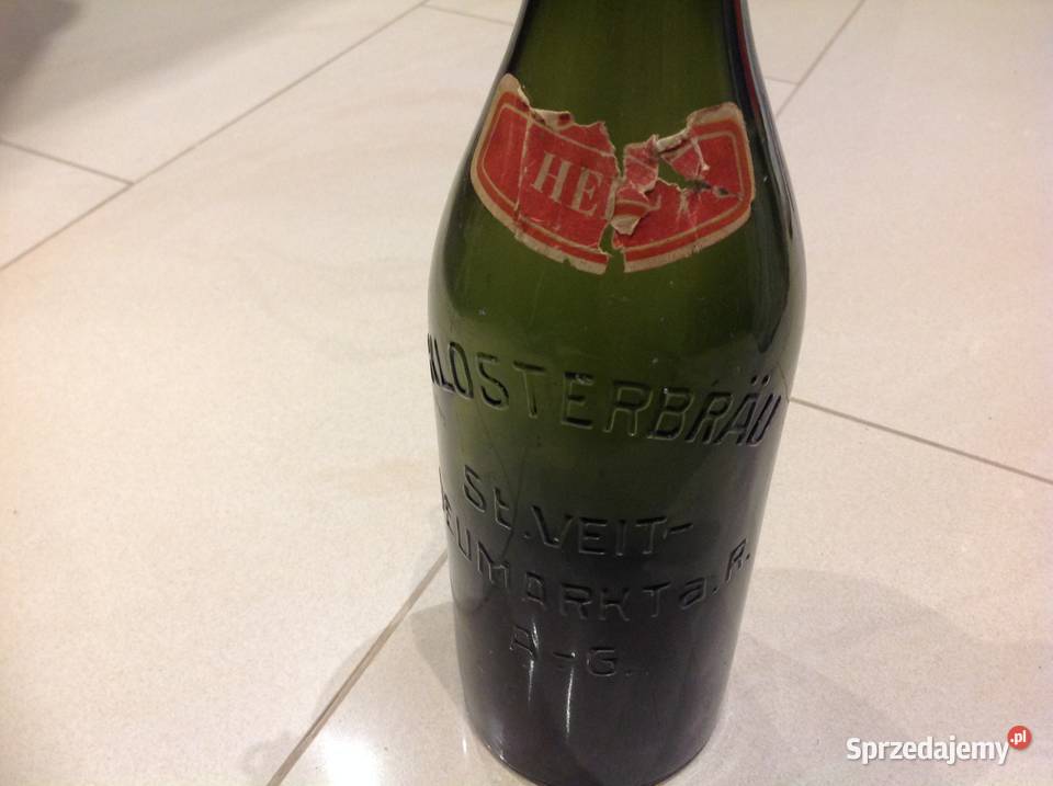 Duża Stara Butelka Szklana z Porcelanką lubuskie