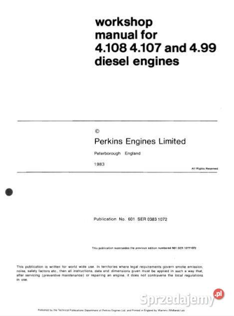 Perkins 4108 4107 499 silnik instrukcja naprawy motoryzacja, transport świętokrzyskie Kielce