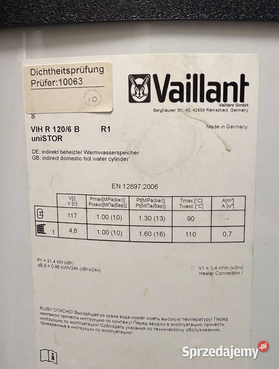 Vaillant uniSTOR VIH R 1206 B zasobnik CWU 120 l Imielin
